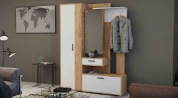 Прихожая Инфинити со шкафом (ш1600*г354*в2140мм)  Дуб вотан/белый