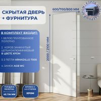 Скрытая дверь с фурнитурой кромкой с 4 сторон 2000/2100 хром