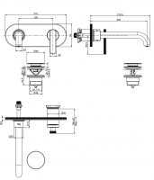 Однорычажный смеситель Fima - Carlo Frattini Park Lane настенный для раковины F1301WLX5 схема 2 Однорычажный смеситель Fima - Carlo Frattini Park Lane настенный для раковины F1301WLX5 схема 2