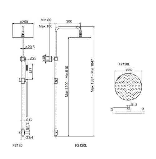Душевая стойка с тропическим душем Fima - carlo frattini Wellness F2120L ФОТО