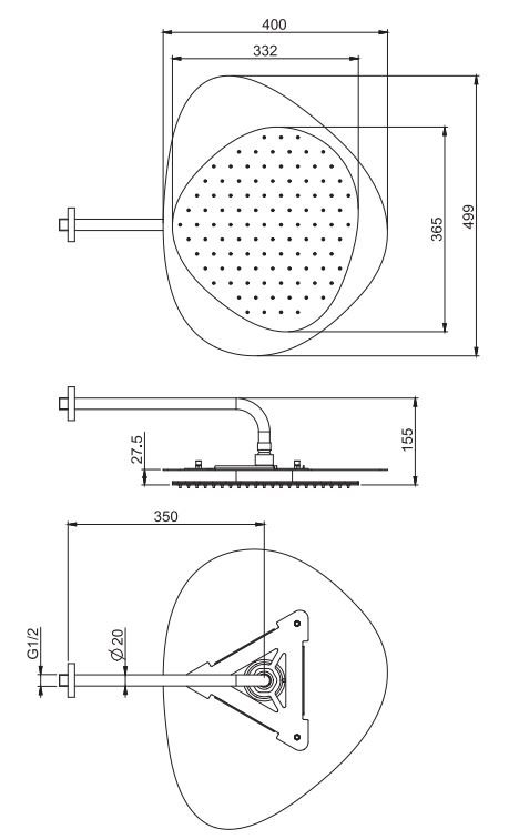 Тропический душ настенный с подсветкой Fima - carlo frattini Wellness F2650 49,9х40
