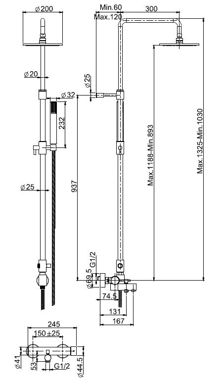 Fima - carlo frattini Spillo up стойка душевая с тропическим душем F3034/2