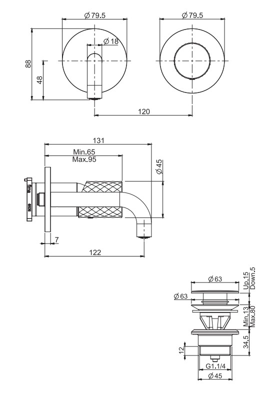 Смеситель для раковины с текстурированной ручкой Fima carlo frattini Spillo Tech F3051TW ФОТО