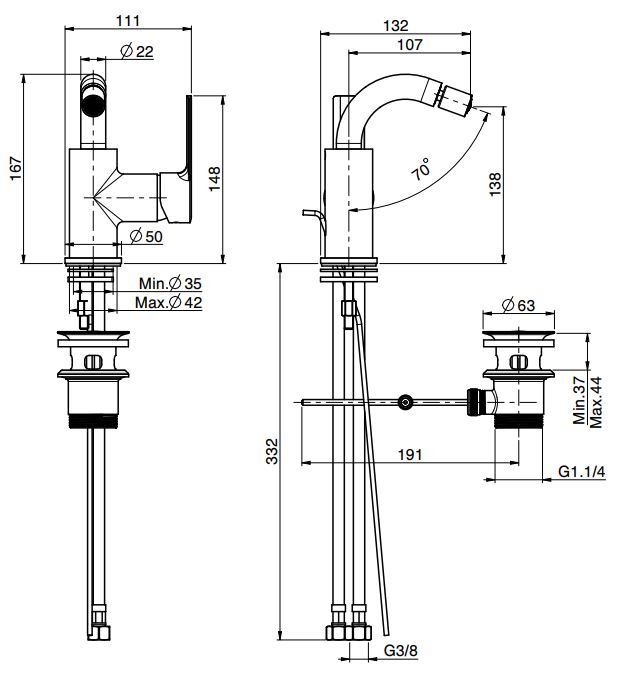 Изображение Fima carlo frattini Mast смеситель для биде F3152