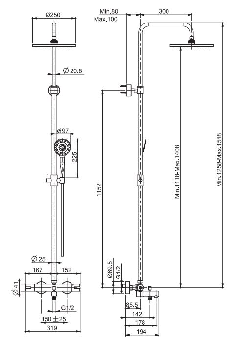 Душевая стойка с тропическим душем Fima - carlo frattini Wellness F3154/RP259