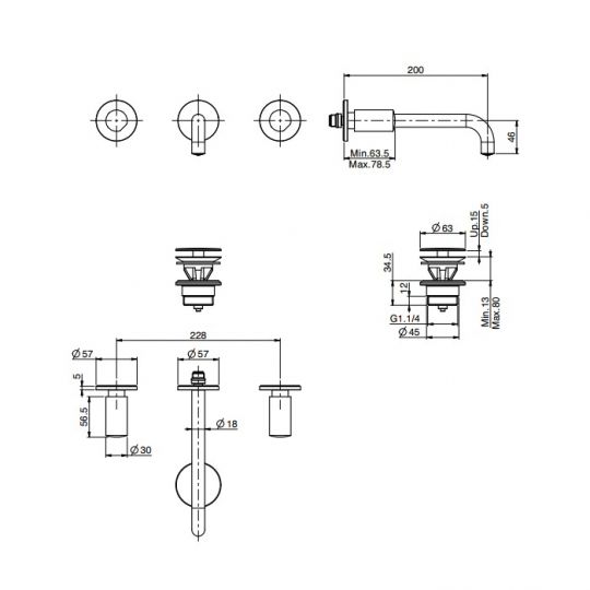 Fima carlo frattini So смеситель для раковины F3191L/5 схема 2