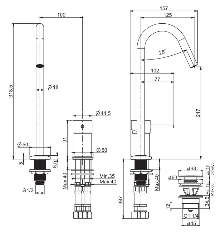 Смеситель для раковины Fima carlo frattini Spillo up F3271NC цена от 79 621 ₽ Фото Смеситель для раковины Fima carlo frattini Spillo up F3271NC