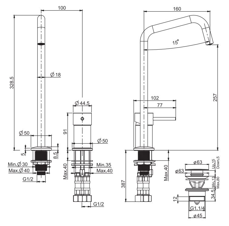 Смеситель для раковины Fima carlo frattini Spillo up F3271D цена от 80 748 ₽ Фото Смеситель для раковины Fima carlo frattini Spillo up F3271D