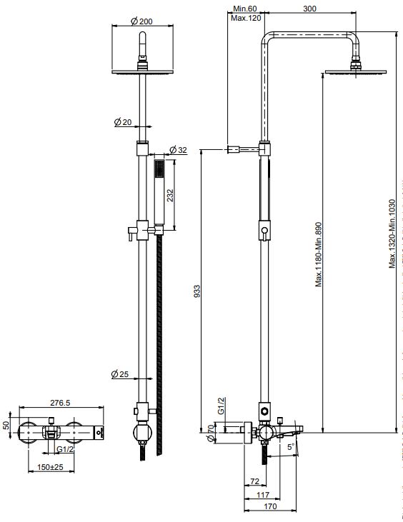 Fima - carlo frattini Matrix стойка душевая с тропическим душем F3534/2