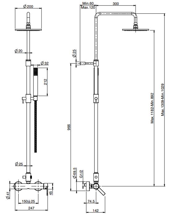 Fima - carlo frattini Matrix стойка душевая с тропическим душем F3545/2