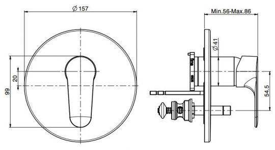 Fima carlo frattini Serie 22 смеситель для ванны/душа F3839X2 схема 2