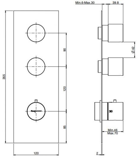 Fima carlo frattini Fimatherm смеситель для ванны/душа F3869X2 схема 2