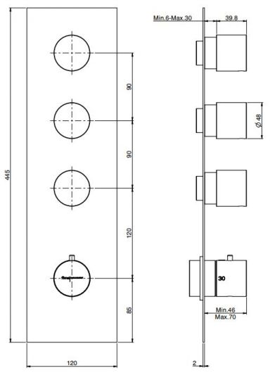 Fima carlo frattini Fimatherm смеситель для ванны/душа F3869X3 схема 2