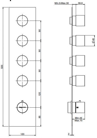 Fima carlo frattini Fimatherm смеситель для ванны/душа F3869X4 схема 2