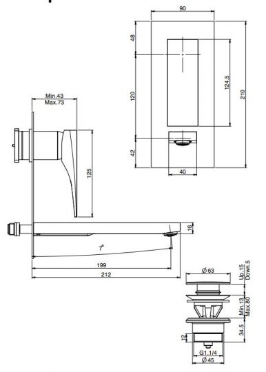 Fima carlo frattini Zeta смеситель для раковины F3971VLX5 схема 2