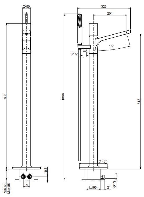 Изображение Смеситель для ванны напольный Fima carlo frattini Nomos go F4164/4N