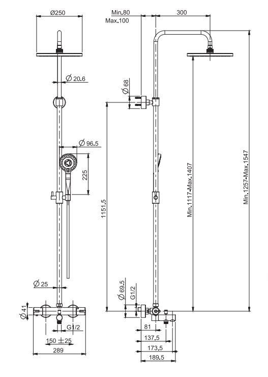 Душевая стойка с тропическим душем Fima - carlo frattini Wellness F4884/RP259