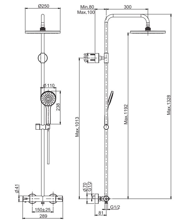 Душевая стойка с тропическим душем Fima - carlo frattini Wellness F4905/RP251