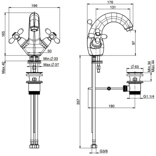 Fima carlo frattini Olivia смеситель для раковины F5041 схема 2