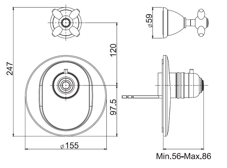 Изображение Смеситель для ванны/душа Fima carlo frattini Fimatherm F5043X1 с клапаном контроля