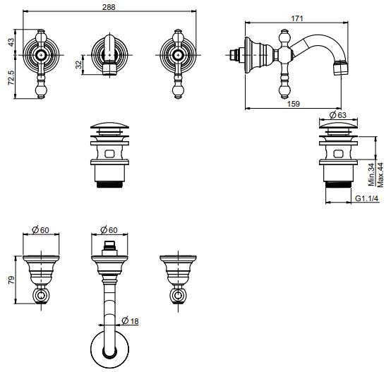 Изображение Fima carlo frattini Elizabeth/Epoque смеситель для раковины F5051/5