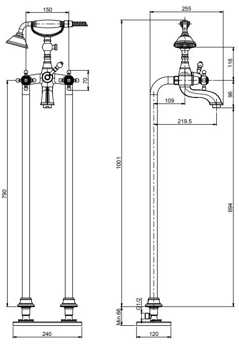 Смеситель для ванны и душа Fima carlo frattini Elizabeth/Epoque F5084/4 ФОТО