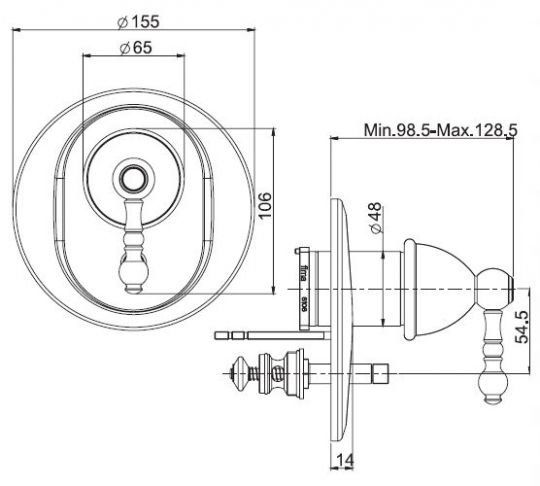 Fima carlo frattini Elizabeth/Epoque смеситель для ванны/душа F5089X2 схема 2