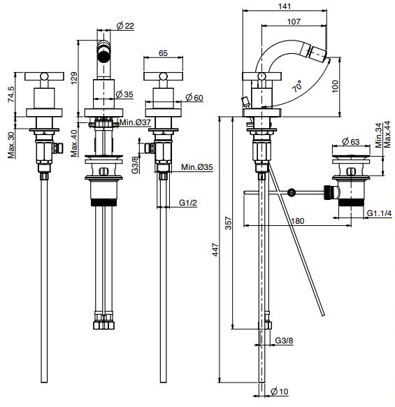 Изображение Fima carlo frattini Maxima смеситель для биде F5302W