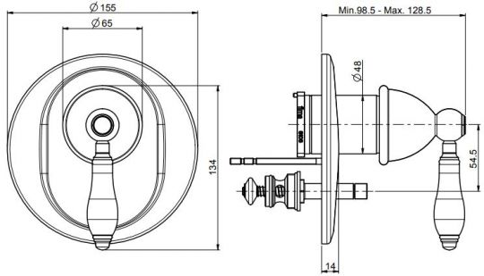 Fima carlo frattini Herend смеситель для ванны/душа F5409X2 схема 2