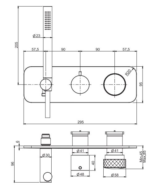 Изображение Смеситель в разных отделках Fima carlo frattini Texture collection F5619WX2 для душа