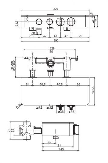 Стильный необычный смеситель с термостатом Fima carlo frattini Switch F5940 для душа