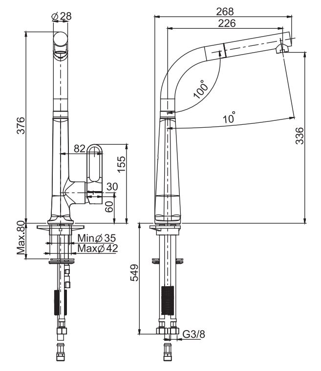 Изображение Кухонный смеситель с водосберегающим картриджем Fima carlo frattini Skinny Kitchen F7026