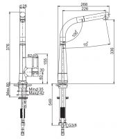 Кухонный смеситель с водосберегающим картриджем Fima carlo frattini Skinny Kitchen F7026 схема 2
