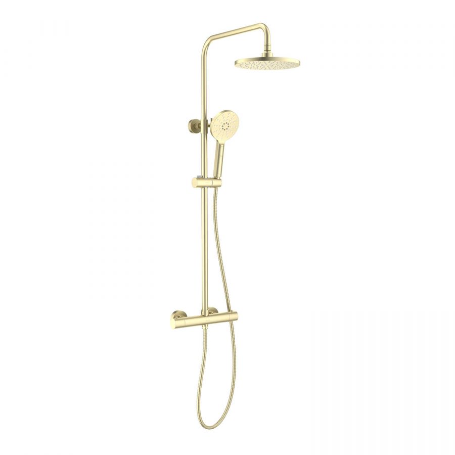 AQ2343BG ЕВРОПА термостатическая душевая система (смеситель для душа) 220мм, шлиф. золото