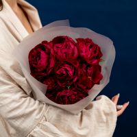 Букет из 7 красных пионов