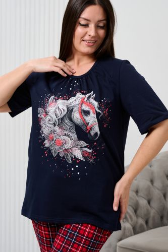 Костюм женский 9091 (красно-синяя клетка +ЛО)