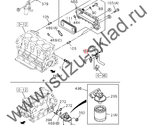 Прокладка трубки слива масла с турбины рядом с масляным радиатором npr75/nqr90/nqr75 (Кнр)
