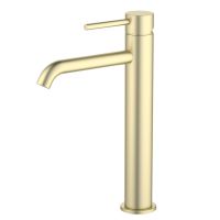 AQ1304BG ЕВРОПА смеситель для раковины высокий 215, без донного клапана, шлиф. золото