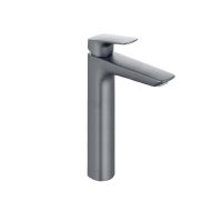 AQ1004BGM ВЕГА смеситель для раковины высокий 227 без донного клапана, оружейная сталь