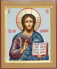 Венчальная пара: Казанская БМ и Господь Вседержитель 17х21 см (рукописные иконы, нимб - сусальное золото)