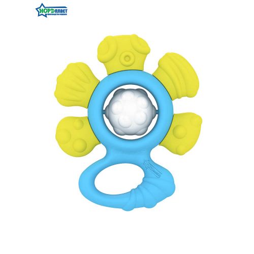 Погремушка Цветочек (в пакете с хэдером) жёлто-голубой