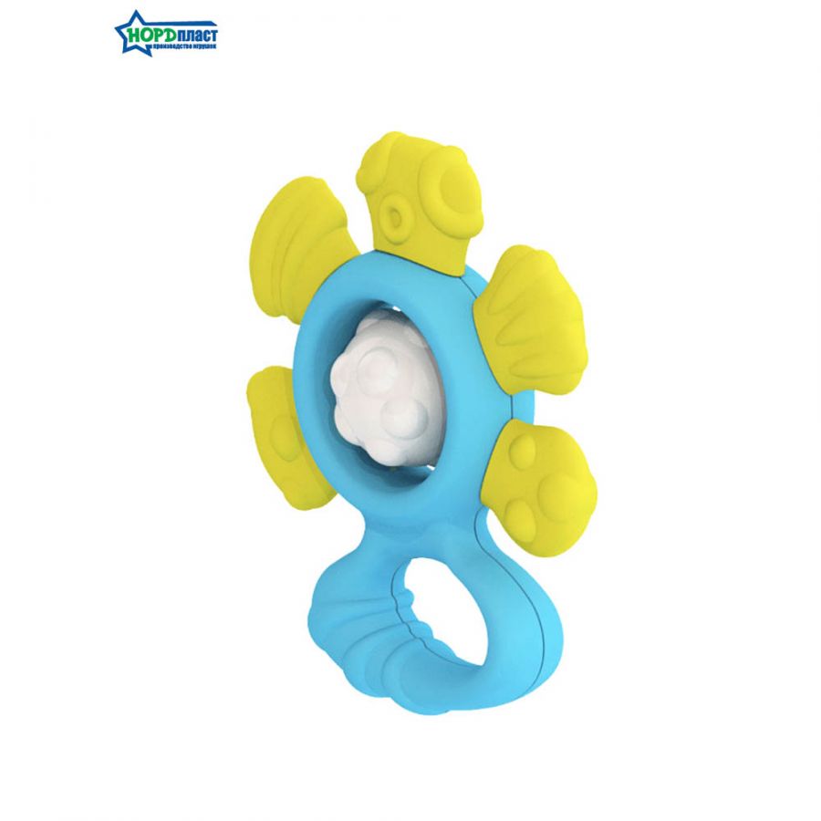 Погремушка Цветочек (в пакете с хэдером) жёлто-голубой