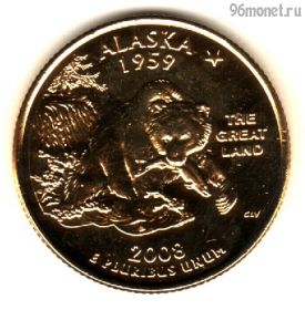 США 25 центов 2008 Р Аляска