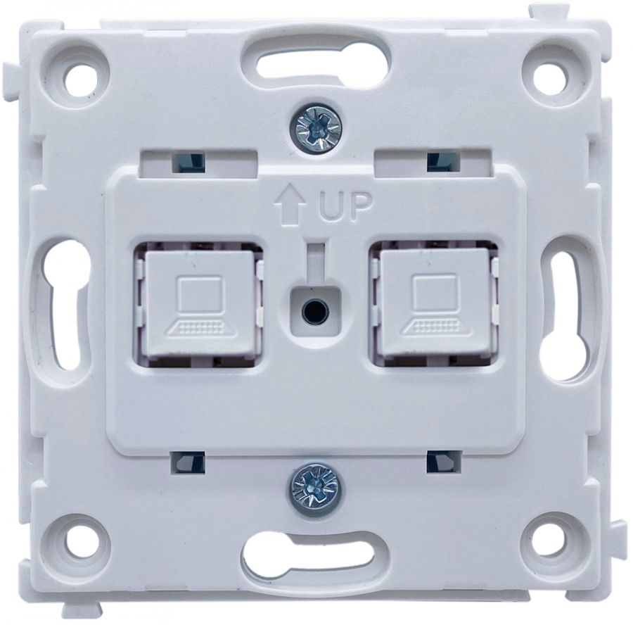 Опорная плата с адаптерами Keystone White (двойная) для телефонной/компьютерной розетки