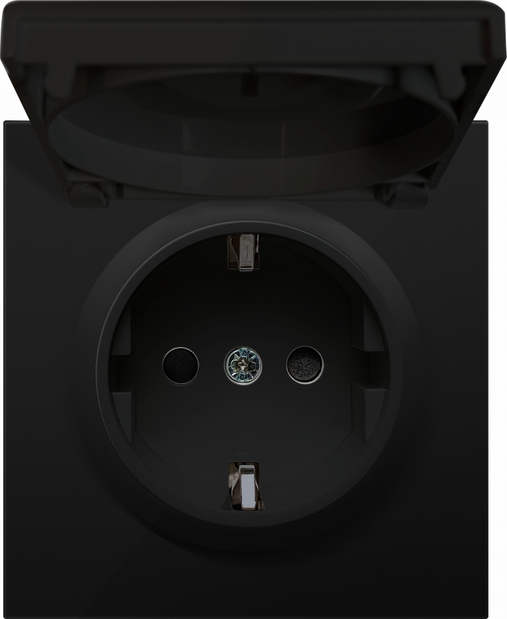 Накладка для розетки Schuko с заземлением, с крышкой, 16A 250 В~, матовый карбон, серия R98