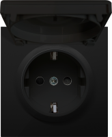 Накладка для розетки Schuko с заземлением, с крышкой, 16A 250 В~, матовый карбон, серия R98