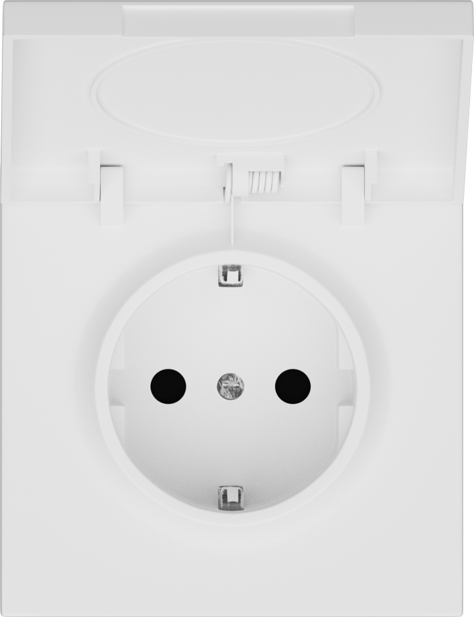 Накладка для розетки Schuko с крышкой, 16A 250 В~, матовый белый, серия R98