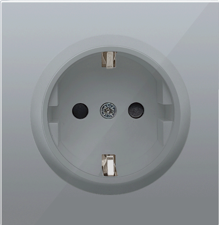 Накладка для розетки Schuko с заземлением со шторками 16A 250 В~, алюминий, серия R98