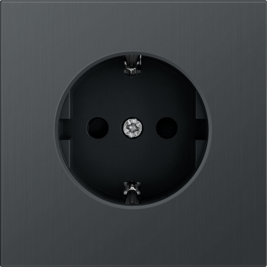 Накладка для розетки Schuko с заземлением со шторками 16A 250 В~, вороненая сталь, серия R98 METAL