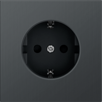 Накладка для розетки Schuko с заземлением со шторками 16A 250 В~, вороненая сталь, серия R98 METAL